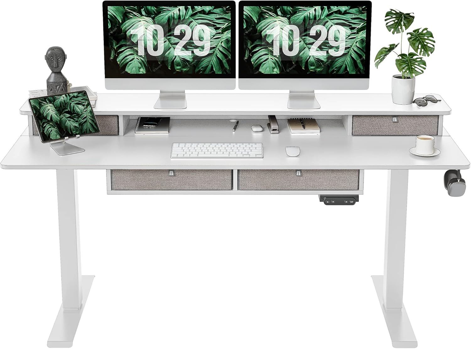 FEZIBO Sturdy Height Adjustable Electric Standing Desk with 4 Drawers