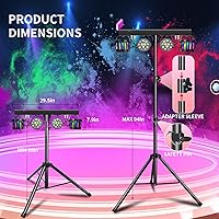 Vista 3 de Luces de DJ con soporte RGB luces de fiesta DJ discoteca luces para fiestas, luz LED par con paquete, luz estroboscópica para fiestas