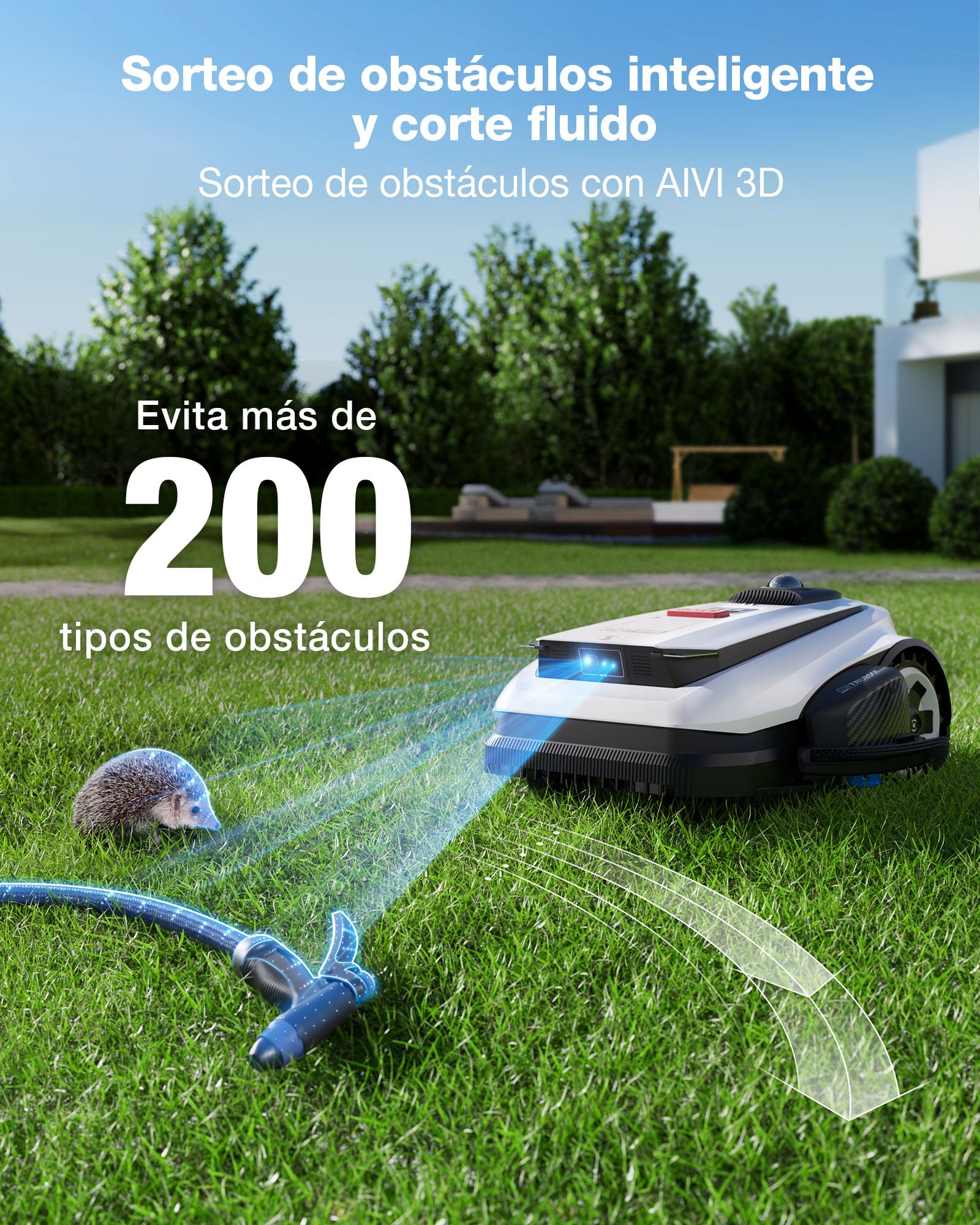 Robot Cortacésped Ecovacs Goat A1600 LiDAR Pro sin Cable Delimitador, 1600 m², Navegación Dual-LiDAR de 360°, Mapas Automáticos, Detección de Obstáculos 3D con IA, Carga Superrápida