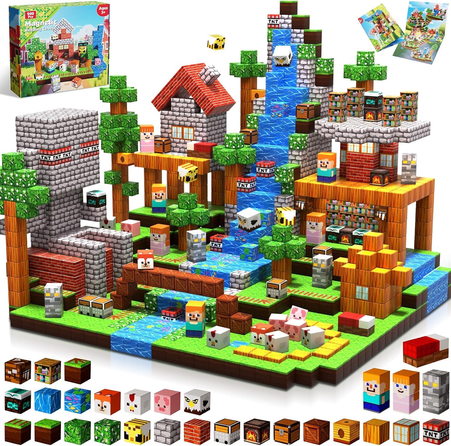 Magnetic Blocks, 200PCS Magnetic Building Blocks, Constructions Toys for Boys & Girls Ages 3 4 5 6 7 8 9 10 STEM Stacking Tiles Toy, Sensory Birthdays Christmas for Kids Gifts