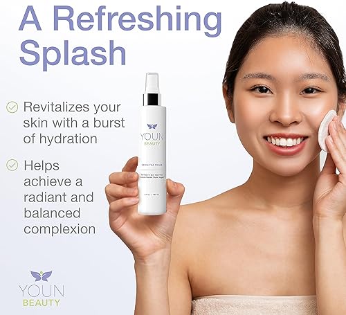 Miniatura 4 de YOUN Beauty Tónico de té verde en espray facial Tónico hidratante y equilibrante de pH sin alcohol, con té verde y extractos de manzanilla por el