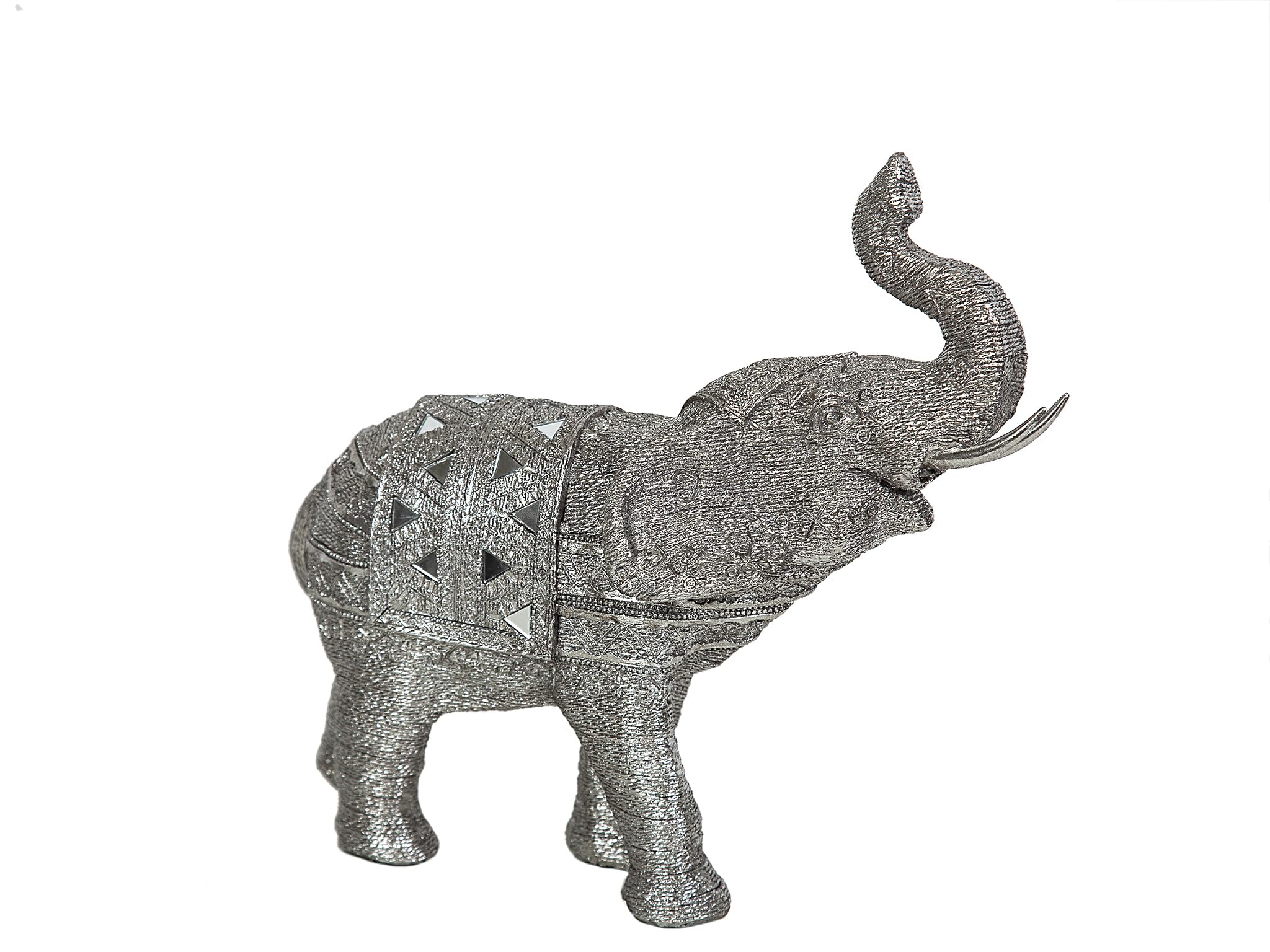 Éléphant en résine argentée pour décoration de salon moderne et chic