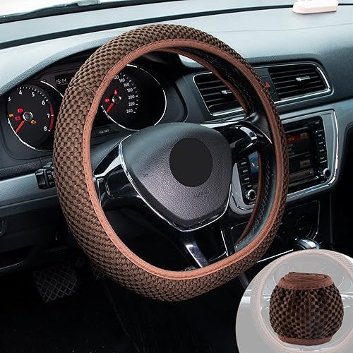 GaRhomxy Funda elástica para volante de automóvil, funda para volante de automóvil, microfibra transpirable, seda de hielo antideslizante,