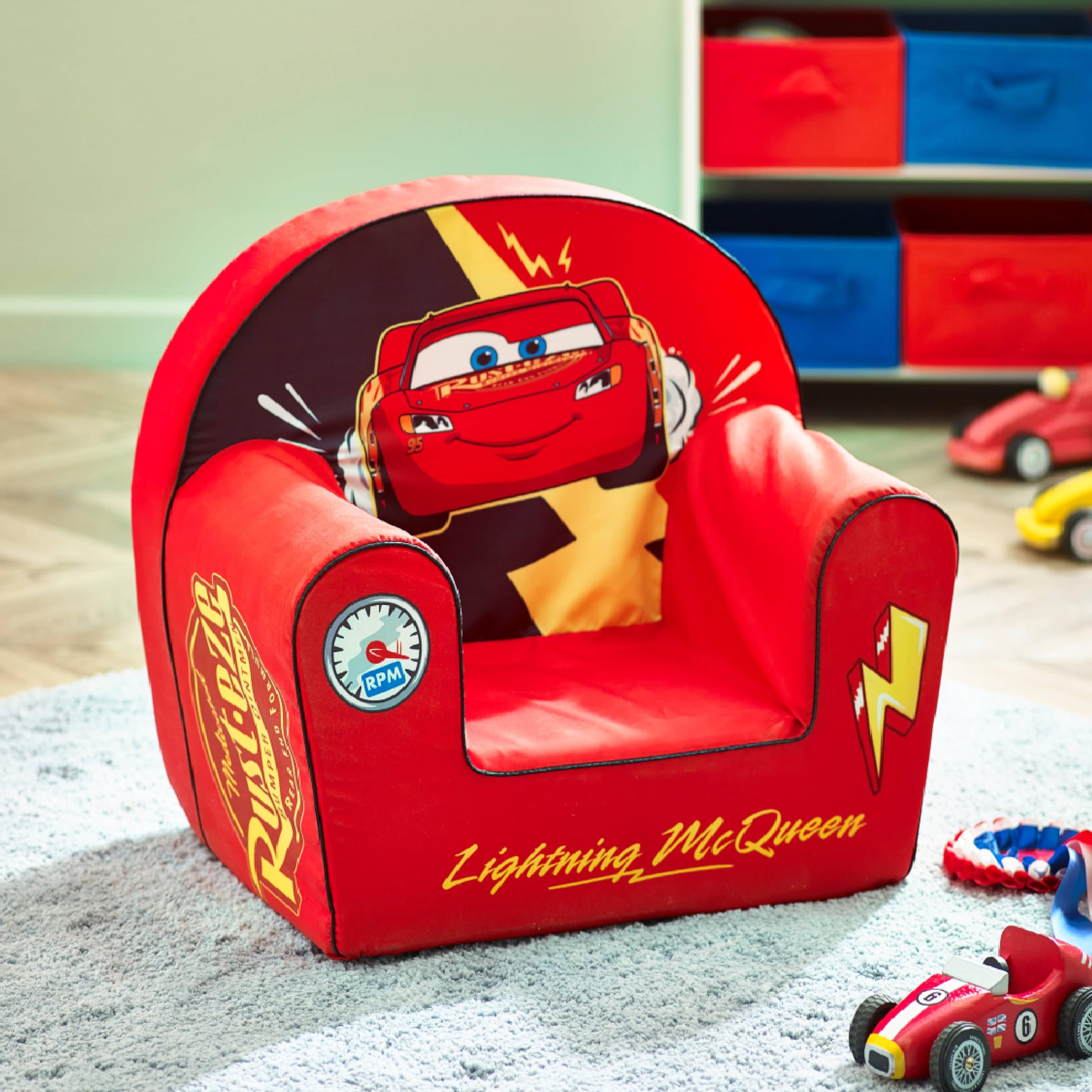 Disney Foam Armchair Lightning McQueen – Toddler Sofa Chair with Cars Design