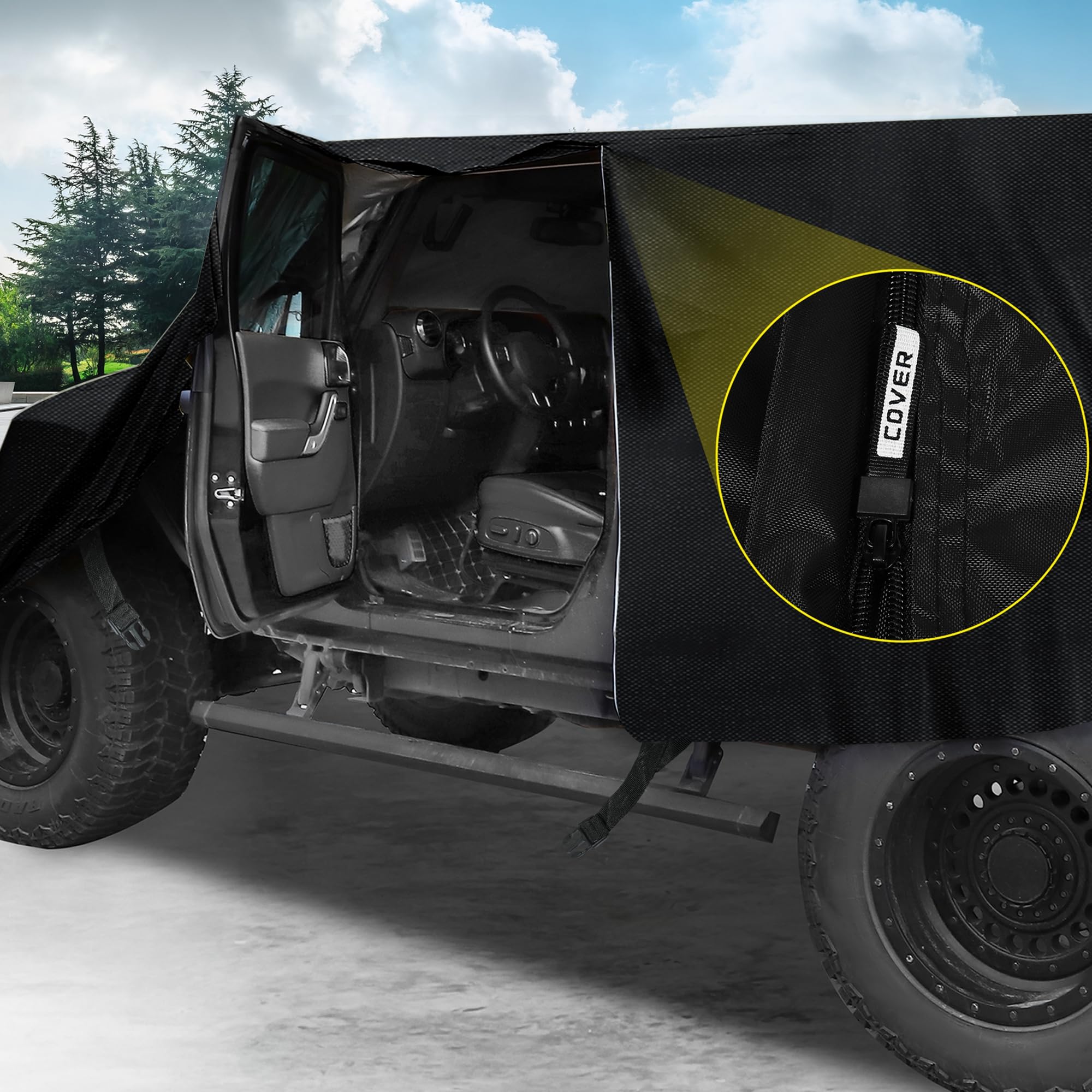 X AUTOHAUX SUV Cabina Coche Cubierta Cuatro Puertas para Jeep Wrangler 4 Puertas 210D Oxford Negro