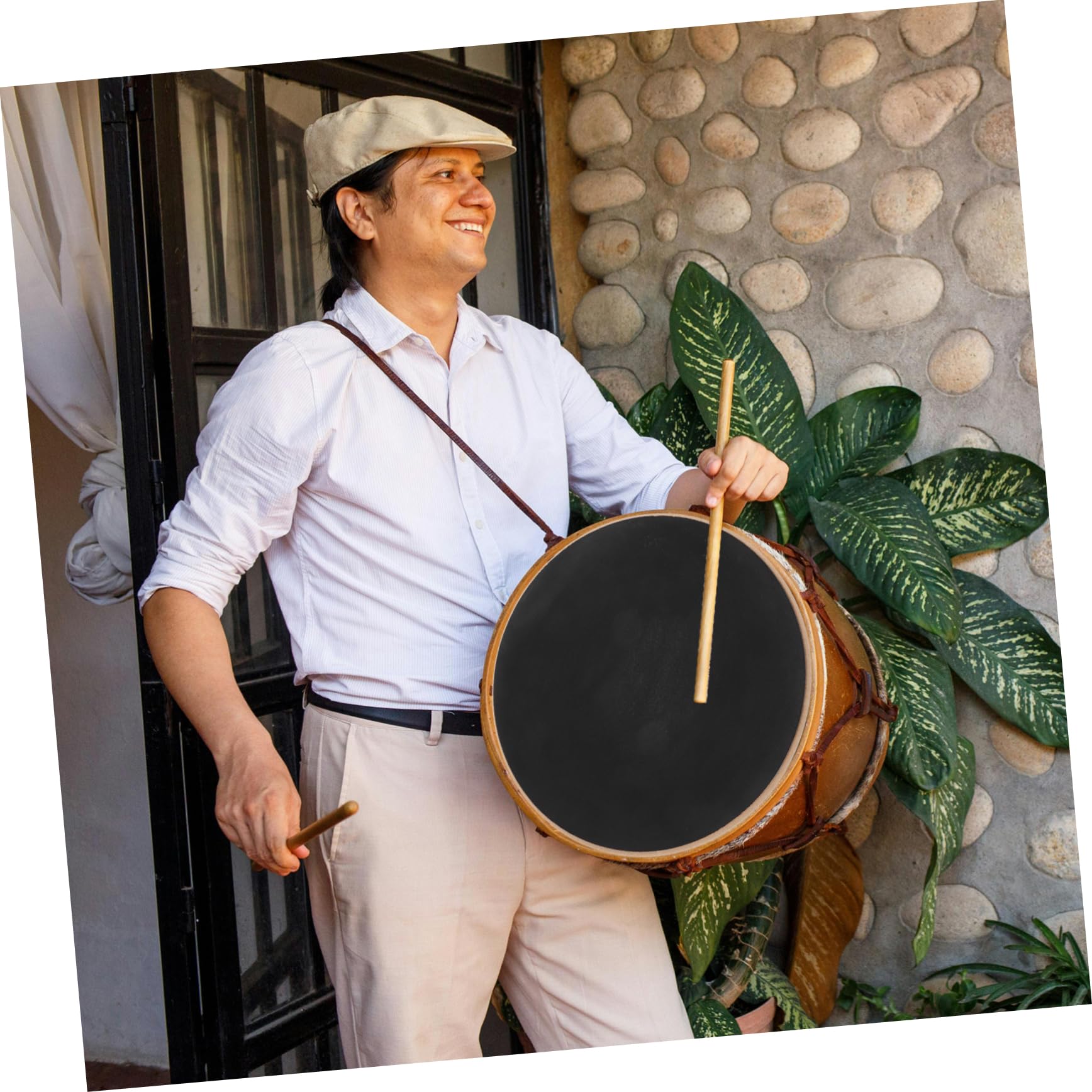 Pad de Práctica de Batería Negro de Madera y Goma para Percusión | Efecto de Amortiguación Ajustable, Accesorio para Ensayo, Acabado en Negro, Formato Compacto