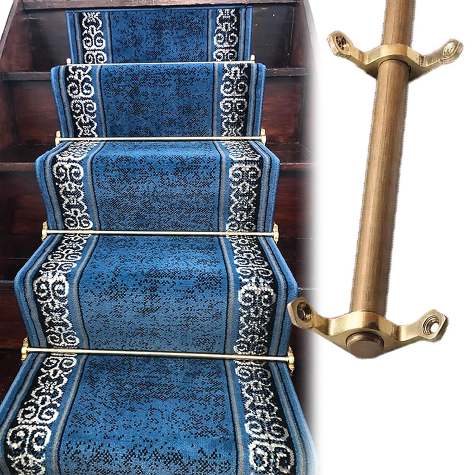 asdchZen Stair Carpet Rod,Durable Stair Rods For Carpet Runners, 1.6Cm Thickened Brass Tubular Holders, Indoor/Outdoor Decorative Fixing Set,15pcs-102cm(40in)