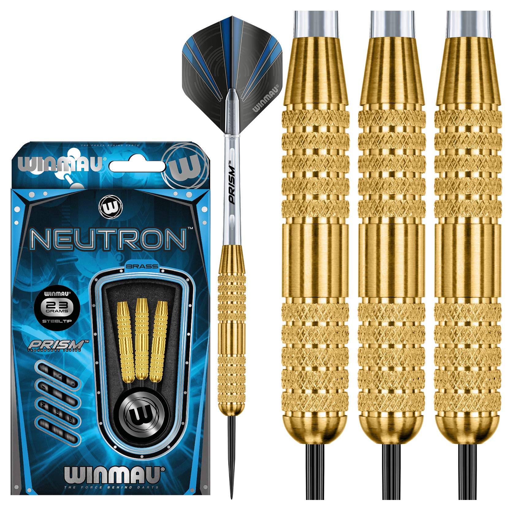 WINMAU Neutron 23 gram Brass Darts with Prism Flights and Shafts (Stems)
