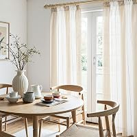 MRTREES Modern Rövid Függöny Bézs Fehér Csíkos 145cm Nappali Hálószoba 2db 7