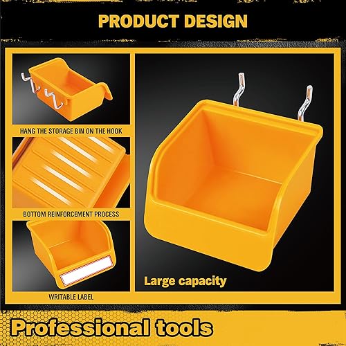 Miniatura 5 de ELEAD Juego de 12 cubos organizadores para tablero de clavijas, bandeja de almacenamiento duradera para tornillos, tuercas, pernos, hardware,