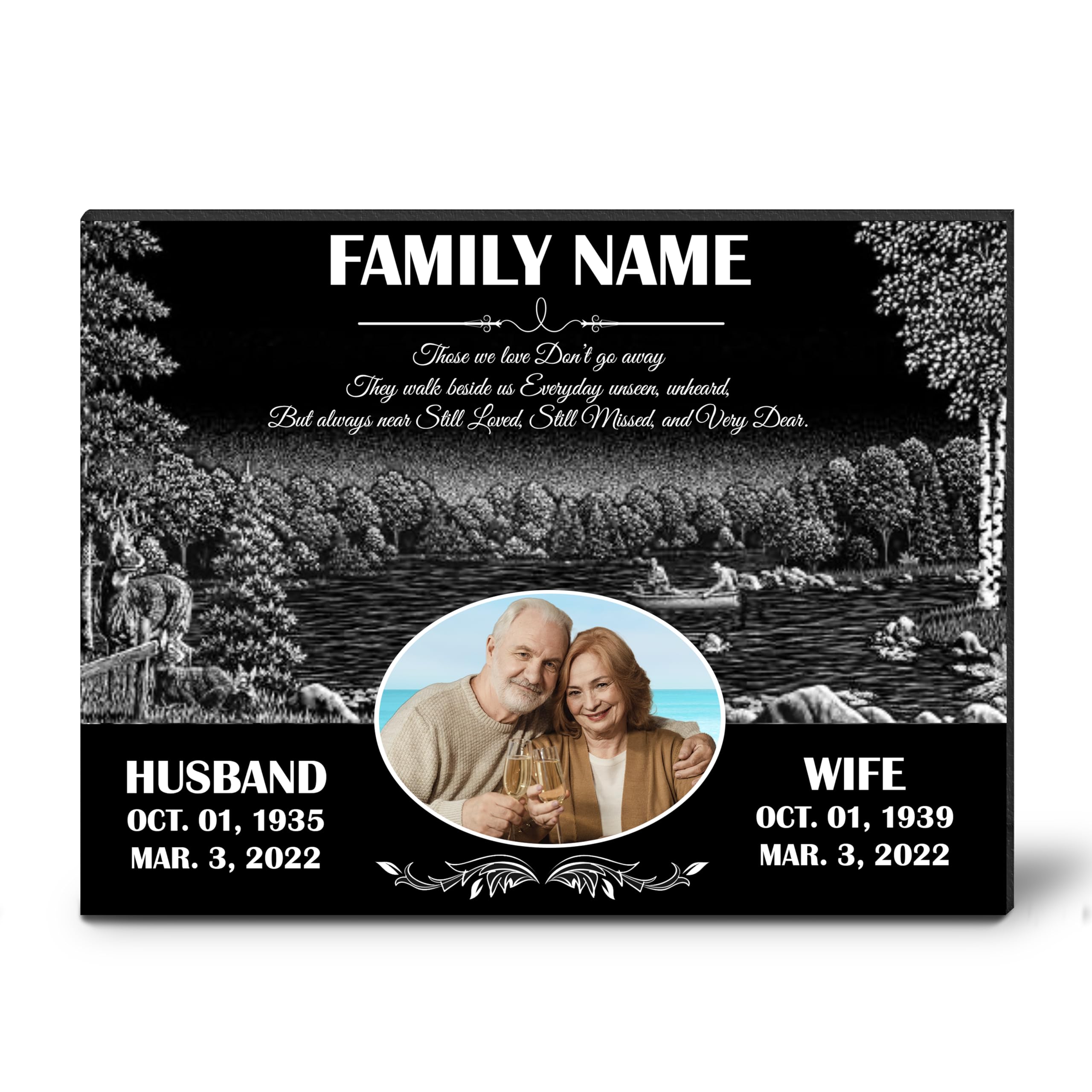 ADFSTONE Double Headstones for Graves and Cemetery Memorial Plaques - Personalized Granite Memorial Stones, Flat Monument Headstones