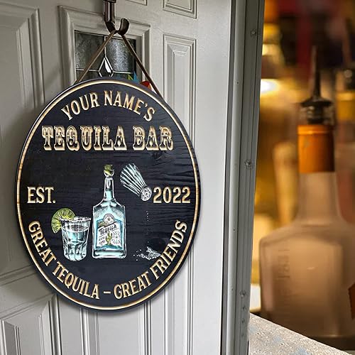 Miniatura 92 de Placa de pared de madera de bar de tequila mexicano personalizado, letrero de bar de México, letrero rústico para pub para el hogar, decoración de 01