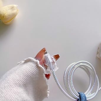 Cute DIY Cable Protector, Compatible for iPhone 20W USB-C Power Adapter and Lightning Cable