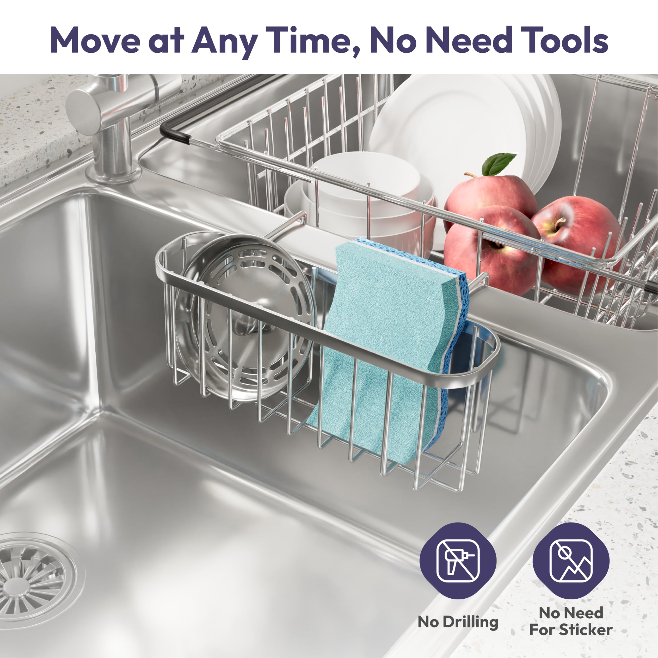 Amazon.com - SWTYMIKI Sponge Holder for Kitchen Sink, Movable