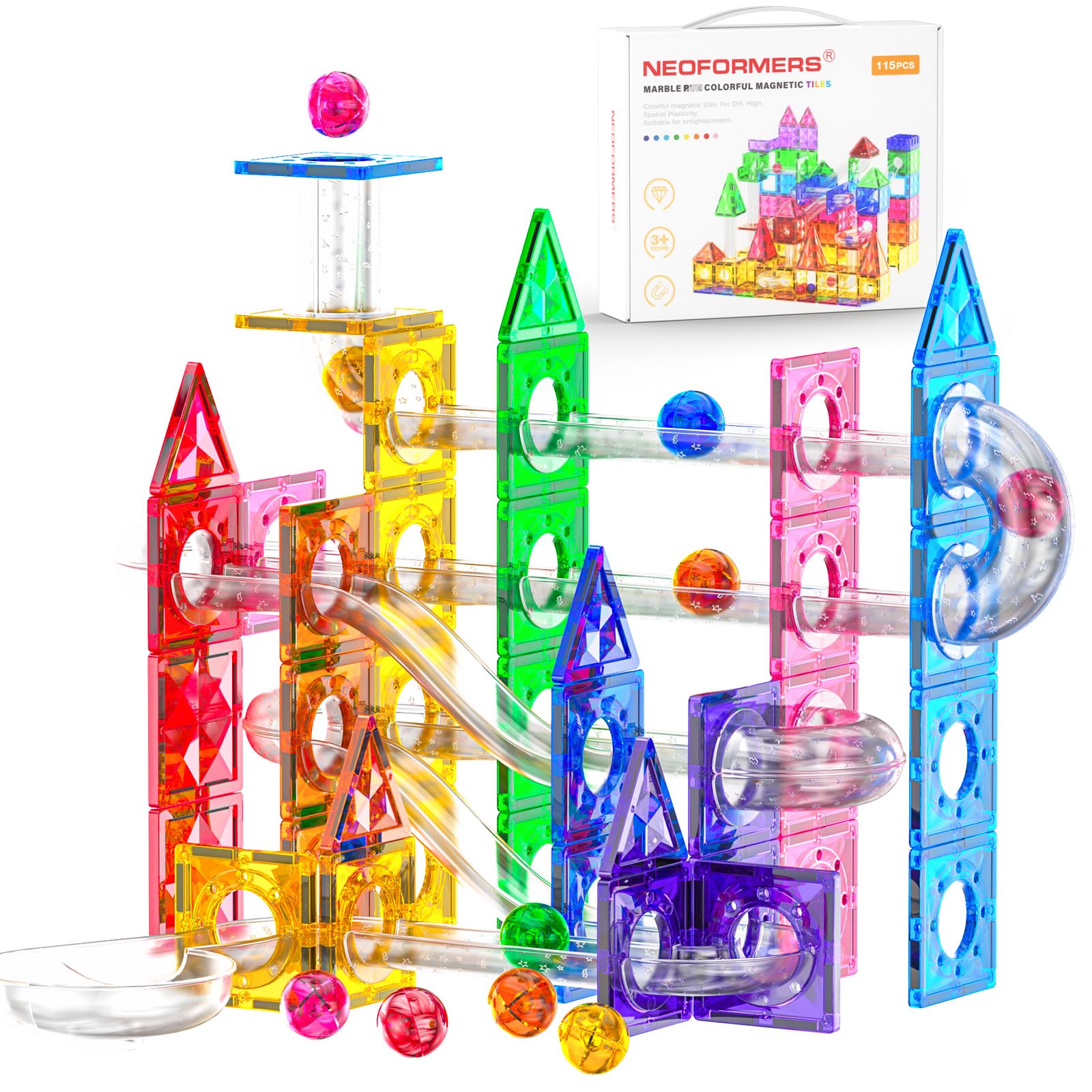 Amazon.com: NEOFORMERS 115 Pcs Magnetic Marble Run Set, STEM
