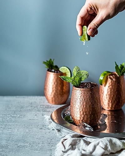 Miniatura 3 de Vasos de cobre – Juego de 4 vasos de 12 onzas – Una manera única de disfrutar del vino – El vaso de cobre puro perfecto para el agua – Vasos de