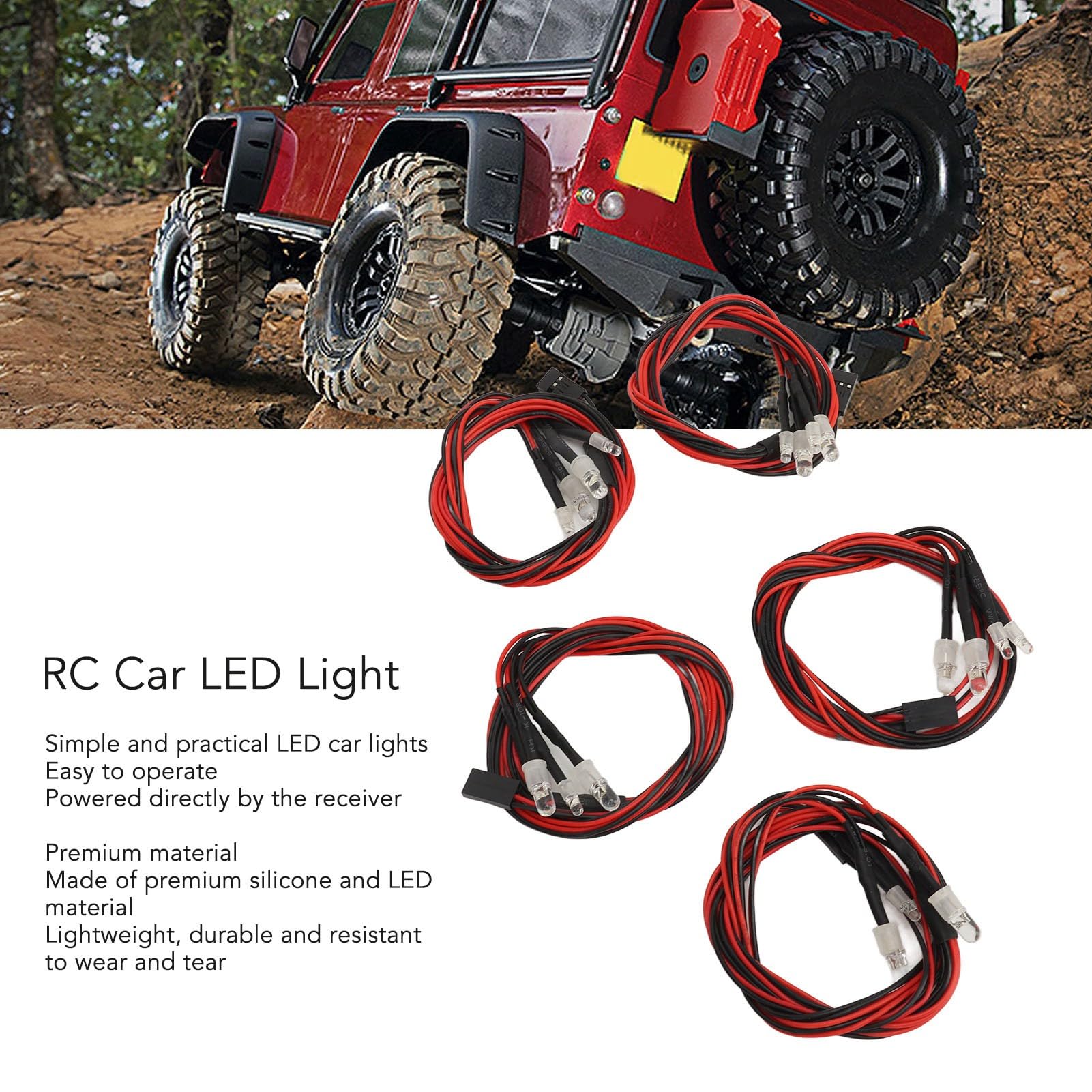 5 szt. Światła LED do Samochodu RC, Zestaw Oświetlenia RC Jasność Światła LED do Samochodu RC 2 Białe światło 5 Mm Koraliki do Lampy 2 Czerwone światło 3 Mm Koraliki do Lampy