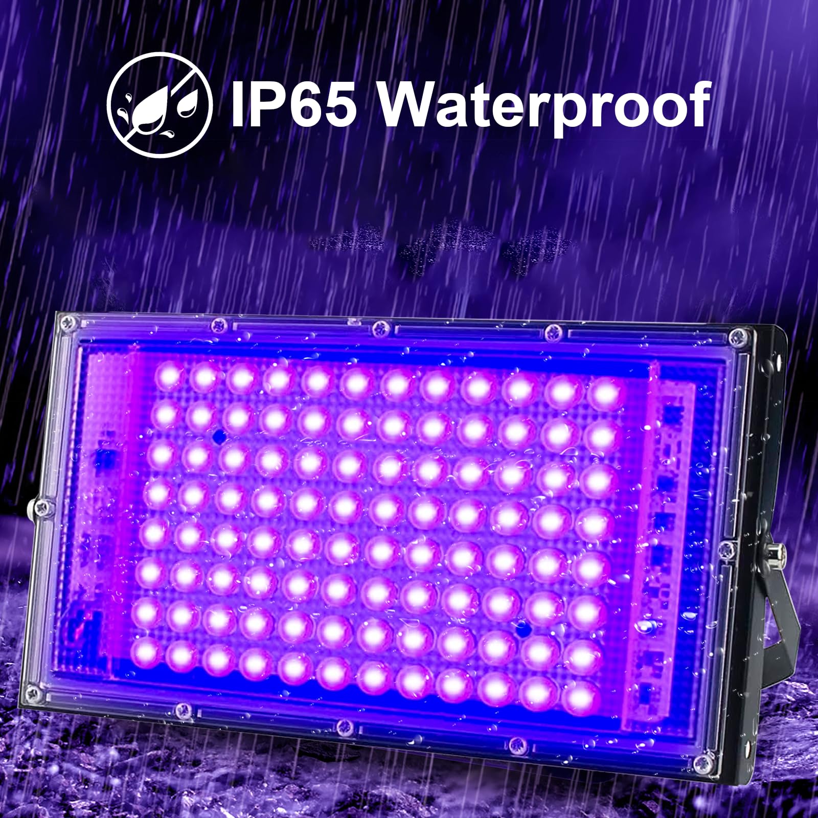 Eleganted 2 Pezzi 100W Faretto UV LED, luce UV LED con Spina, IP65 Impermeabile Luce Nera, UV Lampada Ultravioletti Decorare per Acquario, Festa, Pittura Fluorescente, Poster Fluorescente, Bar, Festa