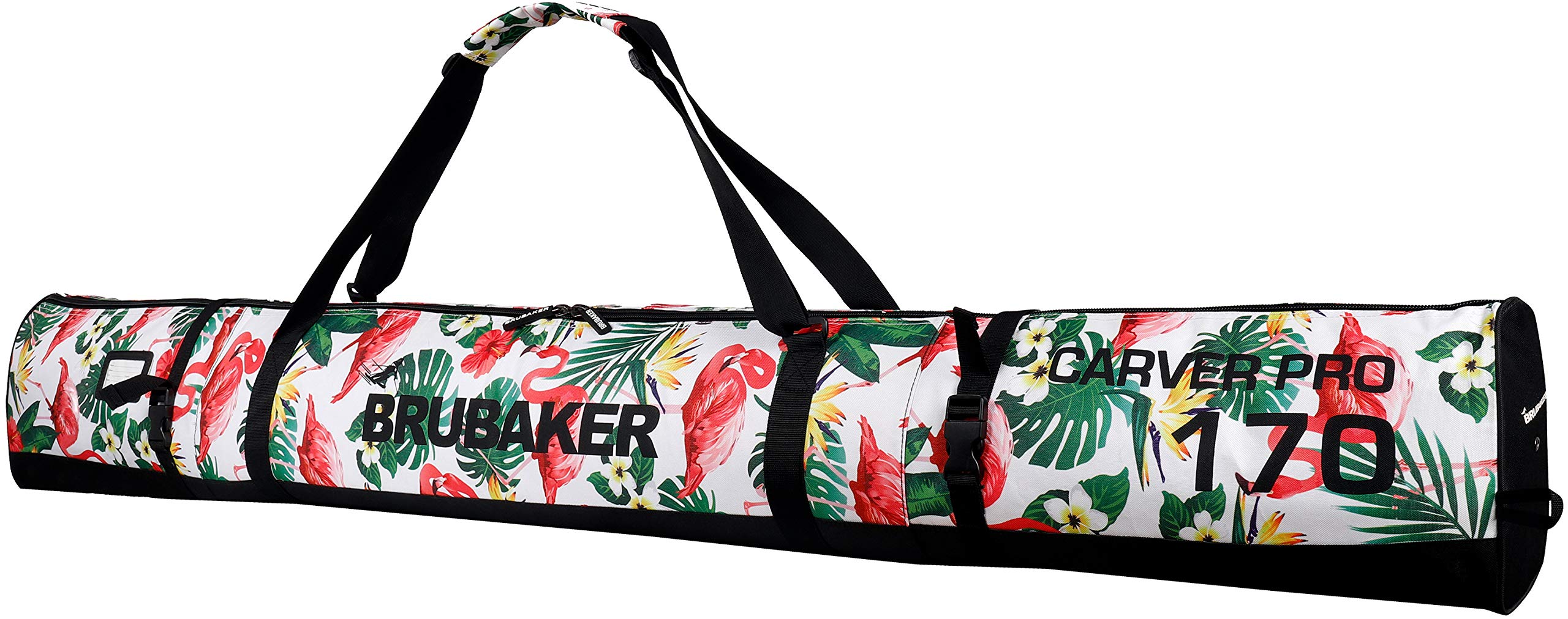 BRUBAKER CarverSpotlight Ski Bag for 1 Pair of Skis and Poles - Flamingos - 66 7/8 Inches / 170 Cm