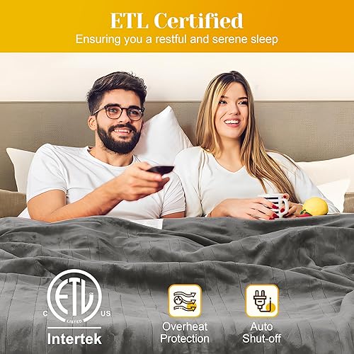 Miniatura 5 de Manta térmica tamaño King con doble control manta eléctrica de calentamiento rápido con 10 niveles de calefacción y apagado automático de 05 a 12
