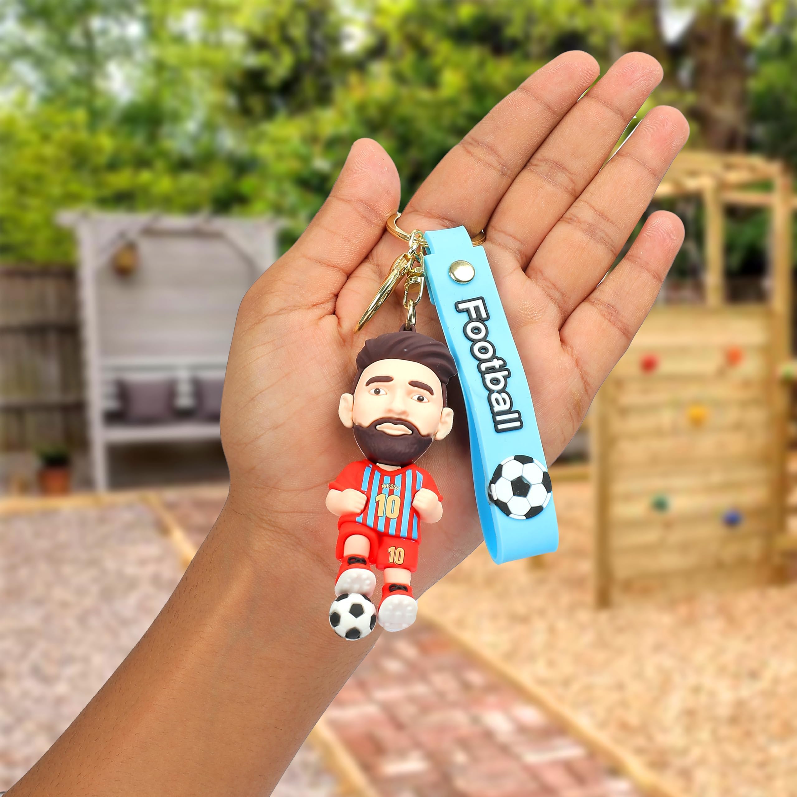 Daiyamondo Cheers on Your Team With Football Player Ronaldo Messi 3D Rubber keychain With Long Ribbon - A Vibrant Accessory for Soccer Fans and Collectors