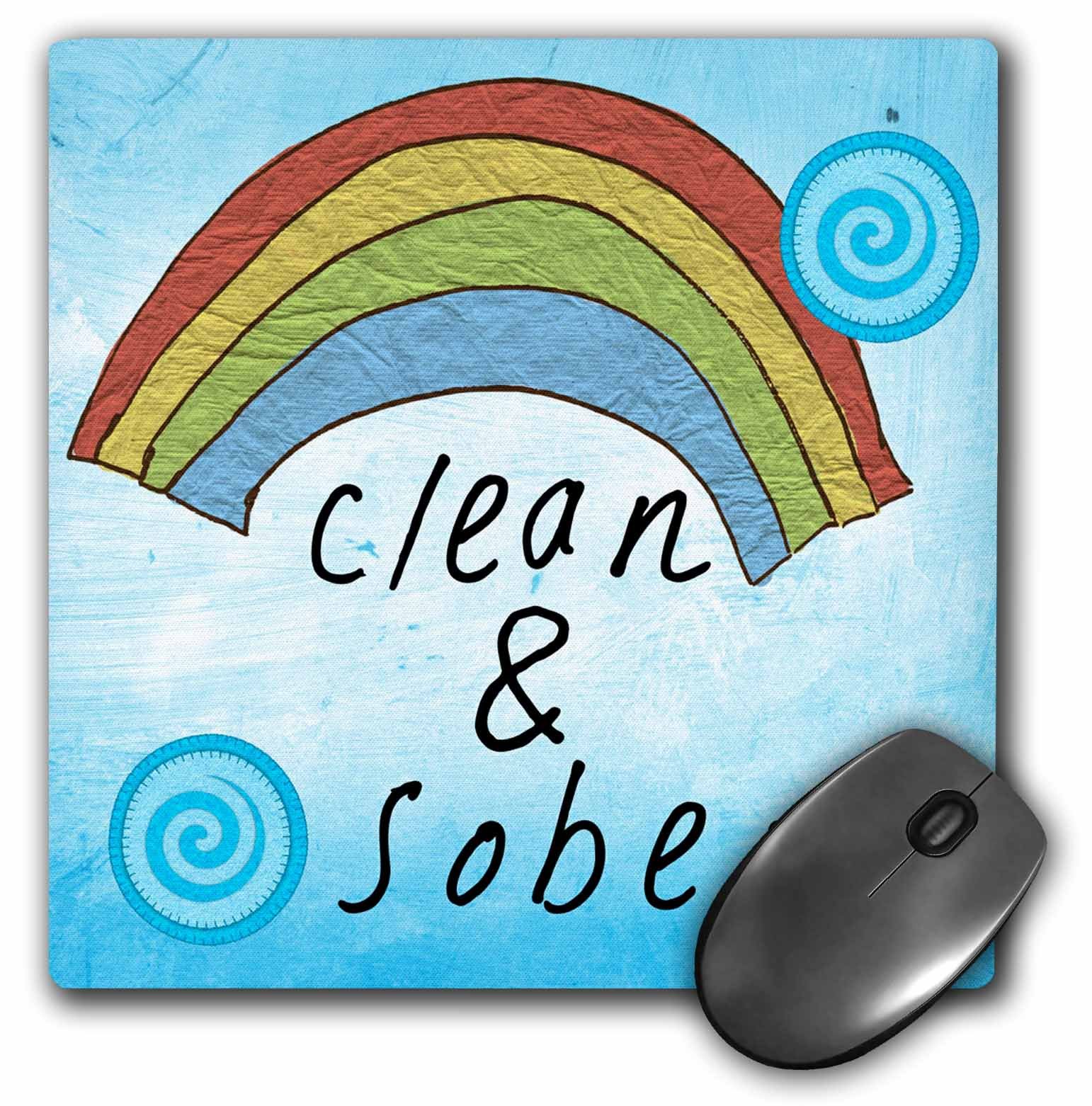3dRose LLC 8 x 8 x 0.25 Inches Mouse Pad, Clean and Sober Rainbow and Cloud Art A Great Recovery Gift for Addicted Members (mp_128815_1)