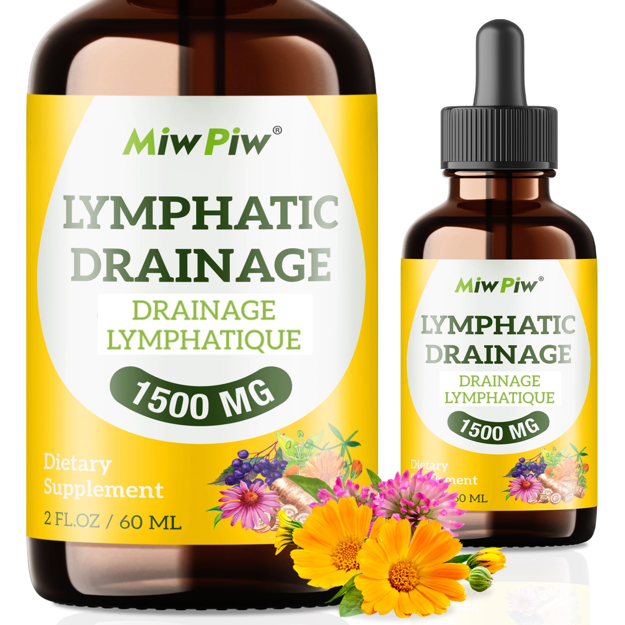 Lymphatic Drainage Drops Pack 1- Lymph Detox, Circulation - Lymphatic Drainage Supplements with Herbs Organic, Echinacea, Dandelion, Burdock, Cleaver Herb - Immune System Support & Cleanse