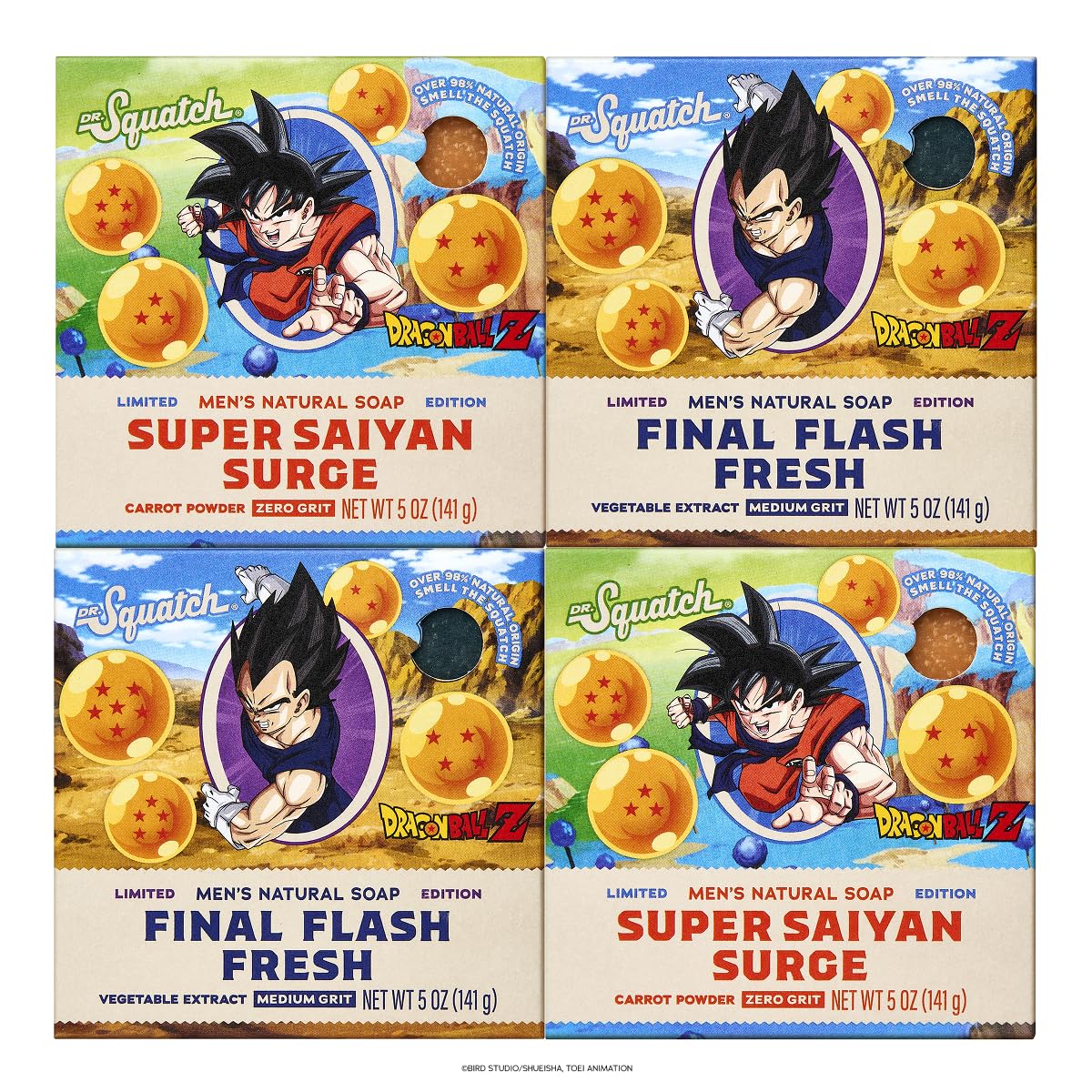 Dr. Squatch Natural Men's Bar Soap – Limited Edition Dragon Ball Z Gifts for Men – Natural Cold Process Soap Bar – Super Saiyan Surge + Final Flash
