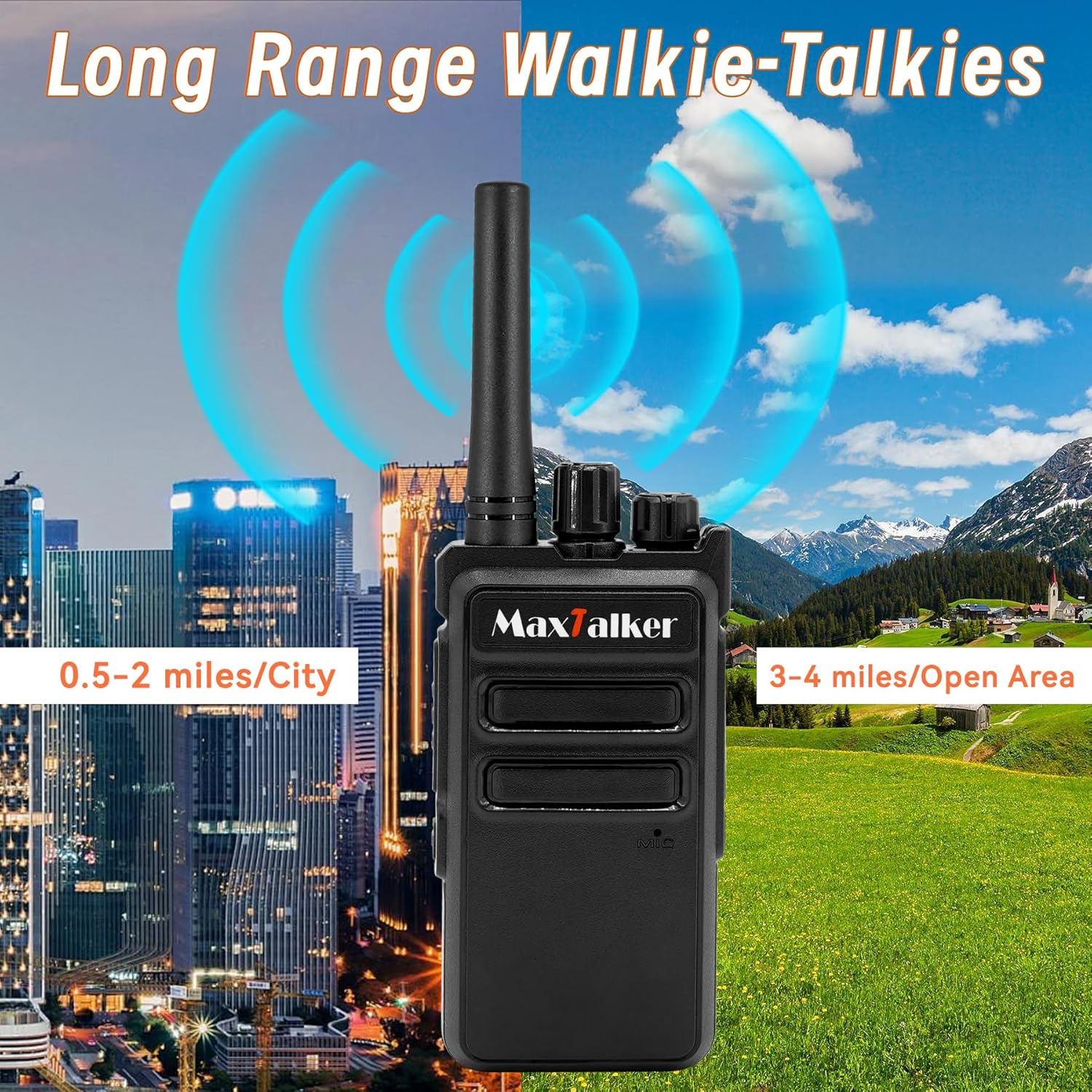 MT-5X Walkie Talkies Long Range for Adults, FRS Radios Walkie Talkie with Conduit Earpiece, Walkie Talkies Rechargeable Type-C Charging Battery, Two Way Radio for Hiking, School（10 Pack）
