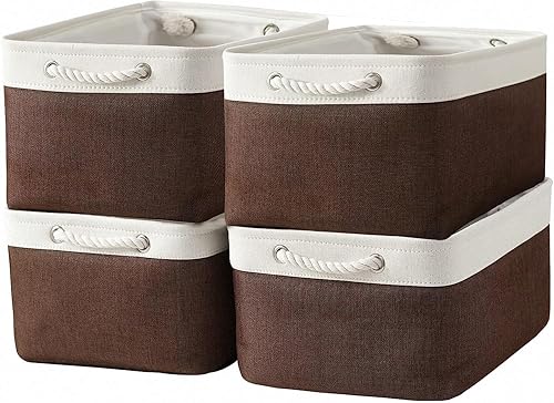 Cesta de organización y almacenamiento para organizar, 16 x 12 x 8 pulgadas, paquete de 4 cubos de almacenamiento de tela, plegables para estantes