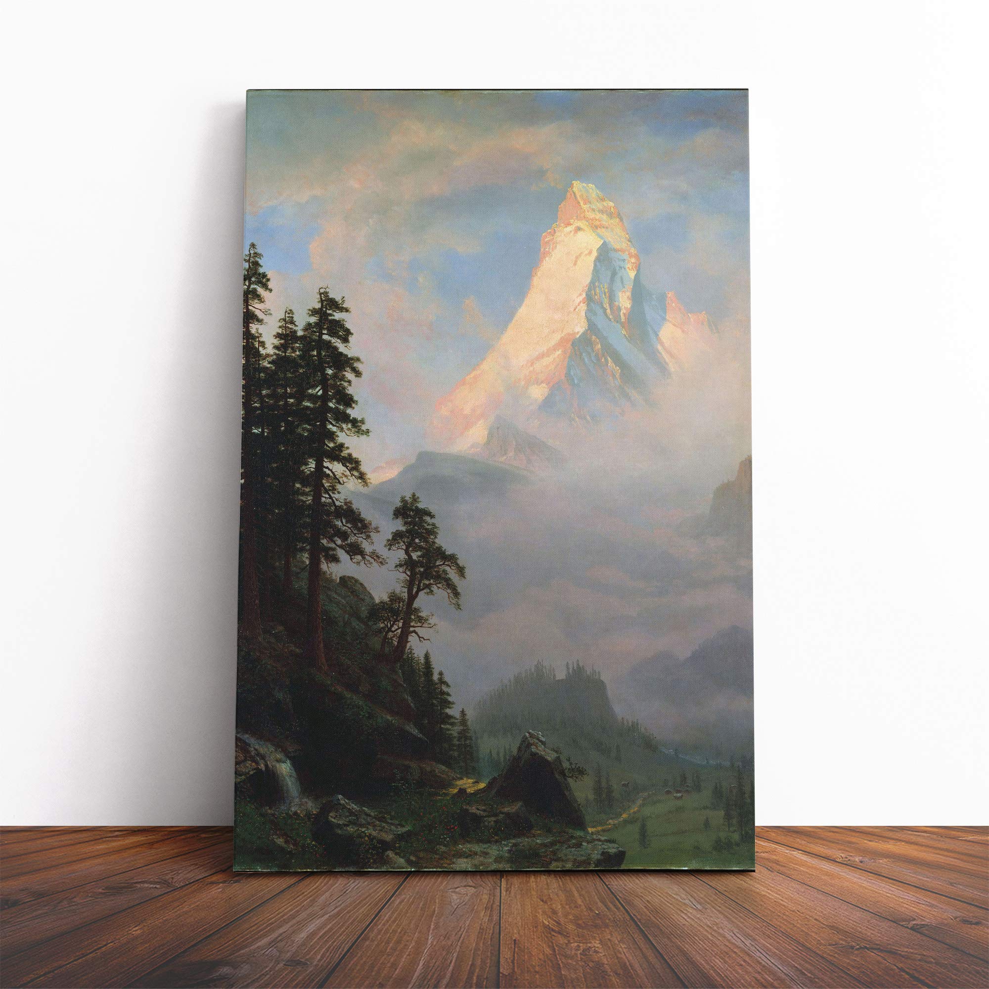 Thomas Moran Rocky Mountain Canvas Print | Gallery Wrapped 30mm Frame Wall Art | 24x16 inches | Ready to Hang | Modern Landscape Picture | Living Room Bedroom Lounge Office
