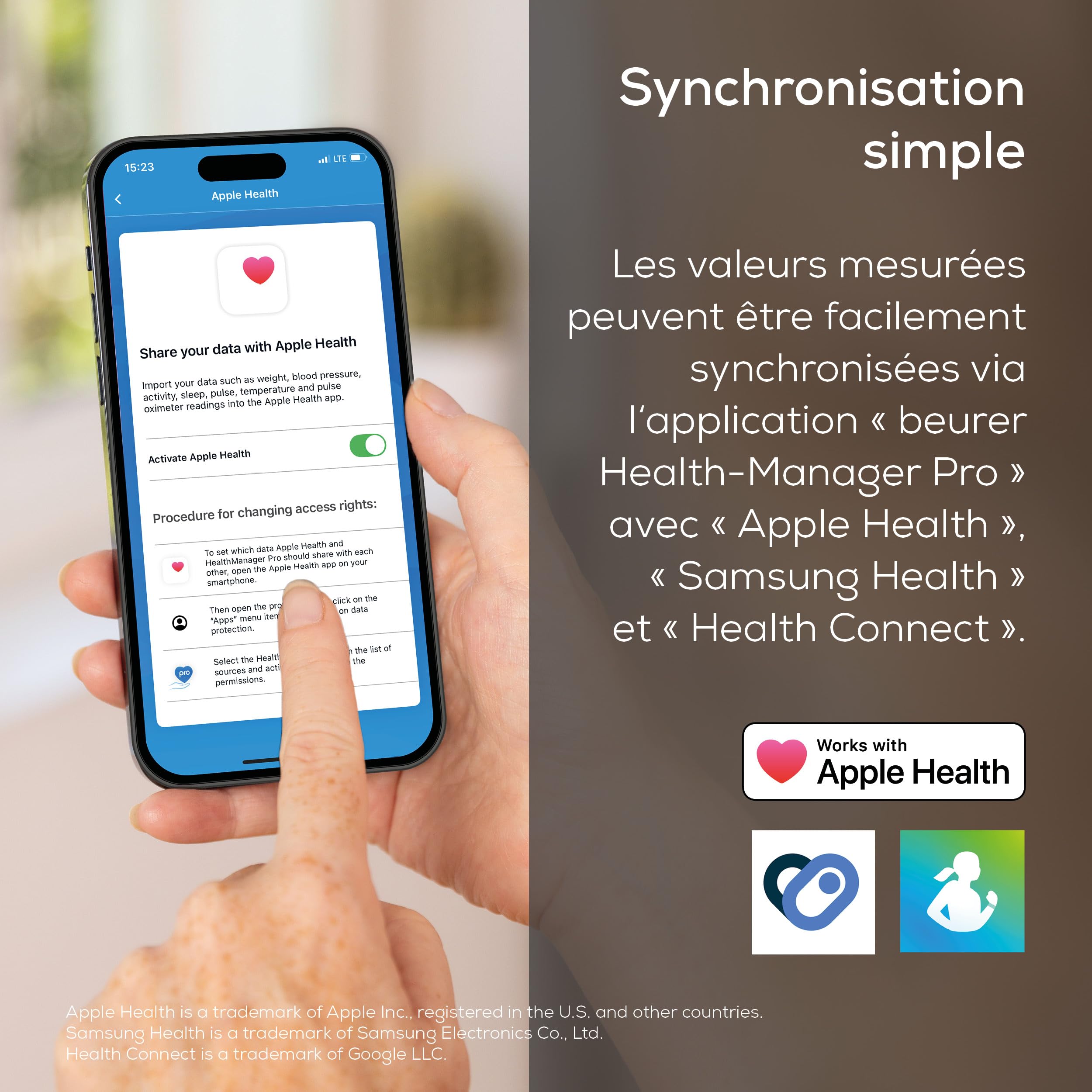 Beurer BF 990 Pèse-personne numérique avec capteurs manuels, connexion à une application via WIFI/Bluetooth, 25 valeurs mesurées, mesure croisée avec 8 électrodes, transfert vers Apple Health & co