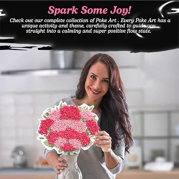 Unwynd Poke Art Carnations フラワーブーケ、散らからない縫製ファブリックアート&クラフト、ニードルポイントティーンクラフトキット、ティーン向けギフト、ティーン向けアート&クラフトキット、ティーン向けアート&クラフトキット、大人と女性向けの簡単なクラフト
