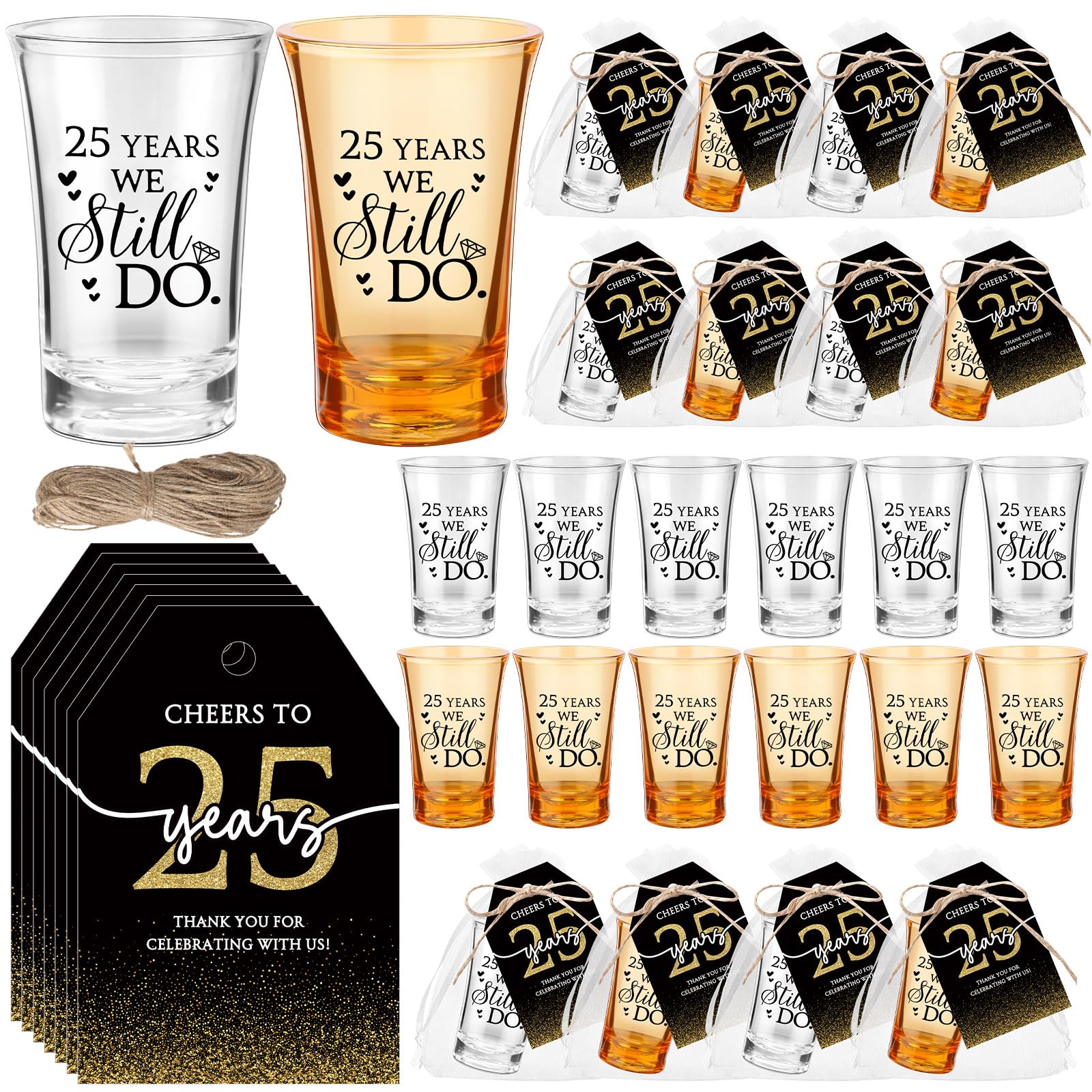 Photo 1 of *MISSING PARTS - see clerk notes*
SiliFine 36 Sets 25th Wedding Anniversary Party Favors We Still Do 25 Years Wedding Shot Glasses Thank You Tags Anniversary Decorations Gifts for Guest Favors Celebration Return Gifts