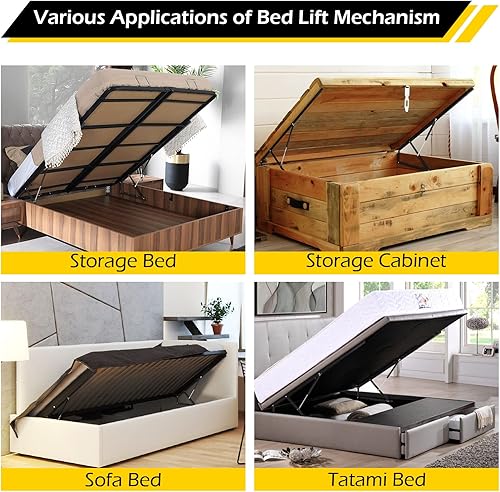 Miniatura 5 de Dyna-Living Mecanismo de elevación de cama de 4.6 pies, capacidad de carga de 264.6 lbs/264.5 libras, resorte de gas neumático para almacenamiento