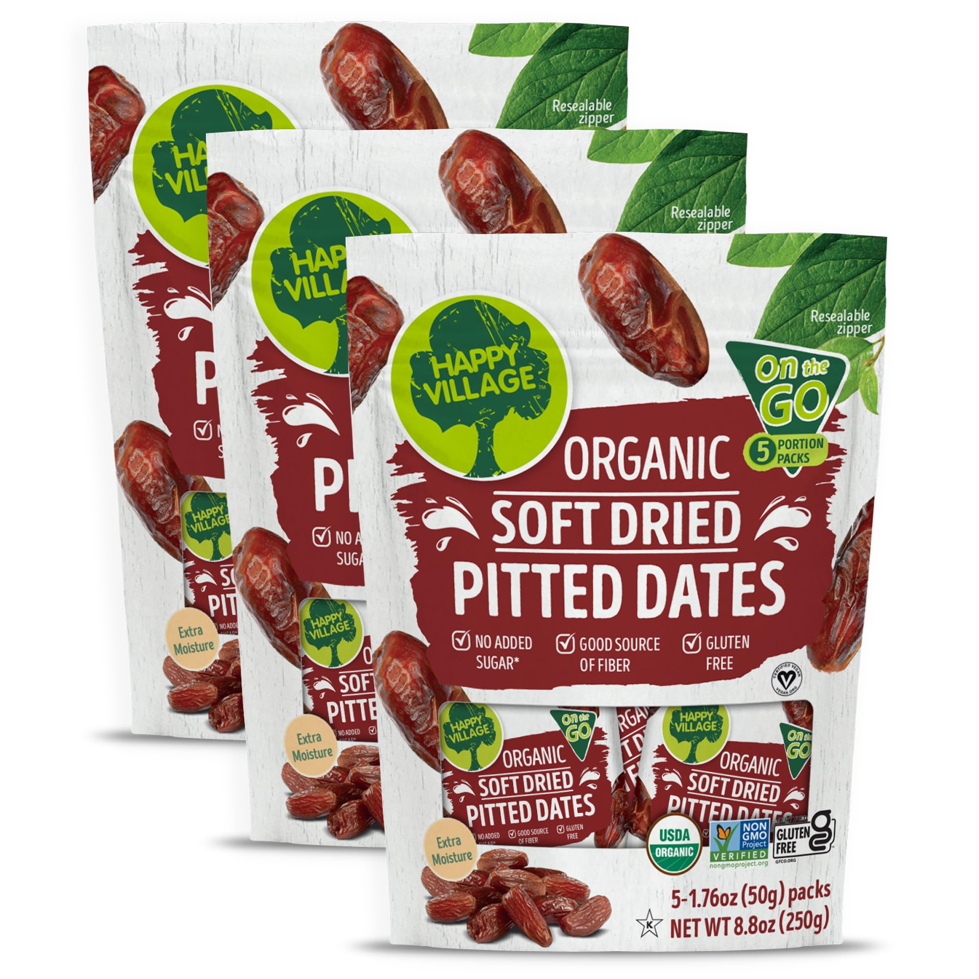 Happy Village Organic Soft Dried Pitted Dates On the Go - dried fruits and vegetables | Mubboo