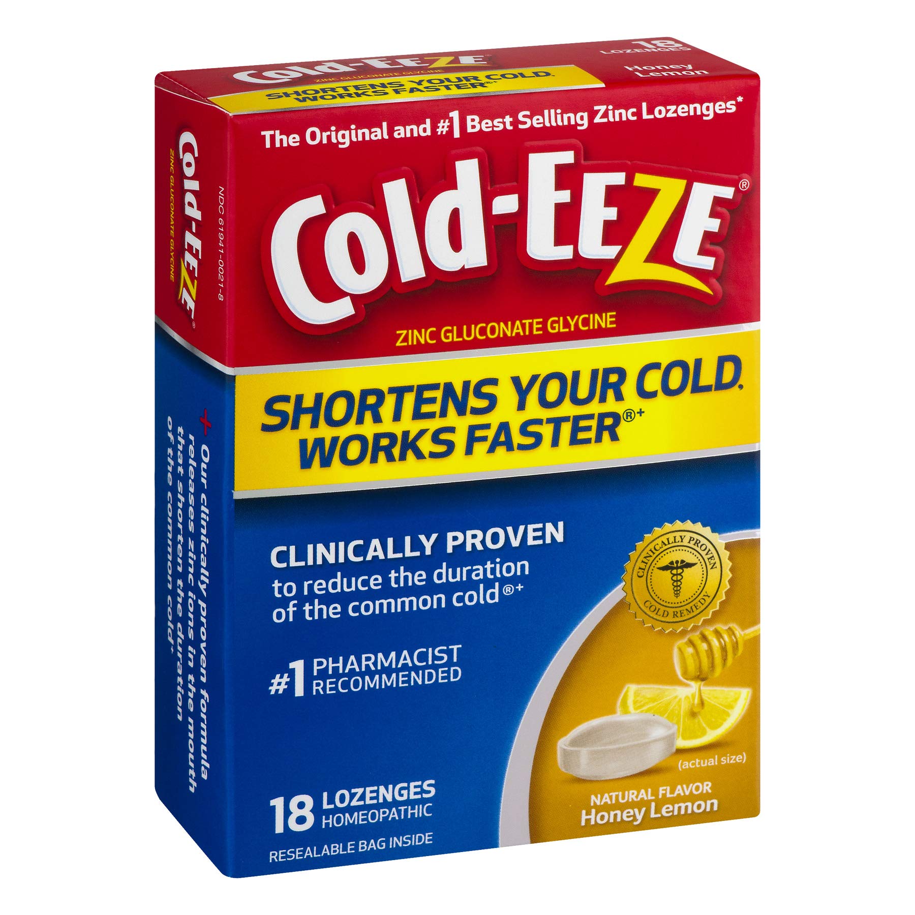 Cold-Eeze Lozenges All Natural Honey Lemon Flavor - 18 Ct., Pack of 3