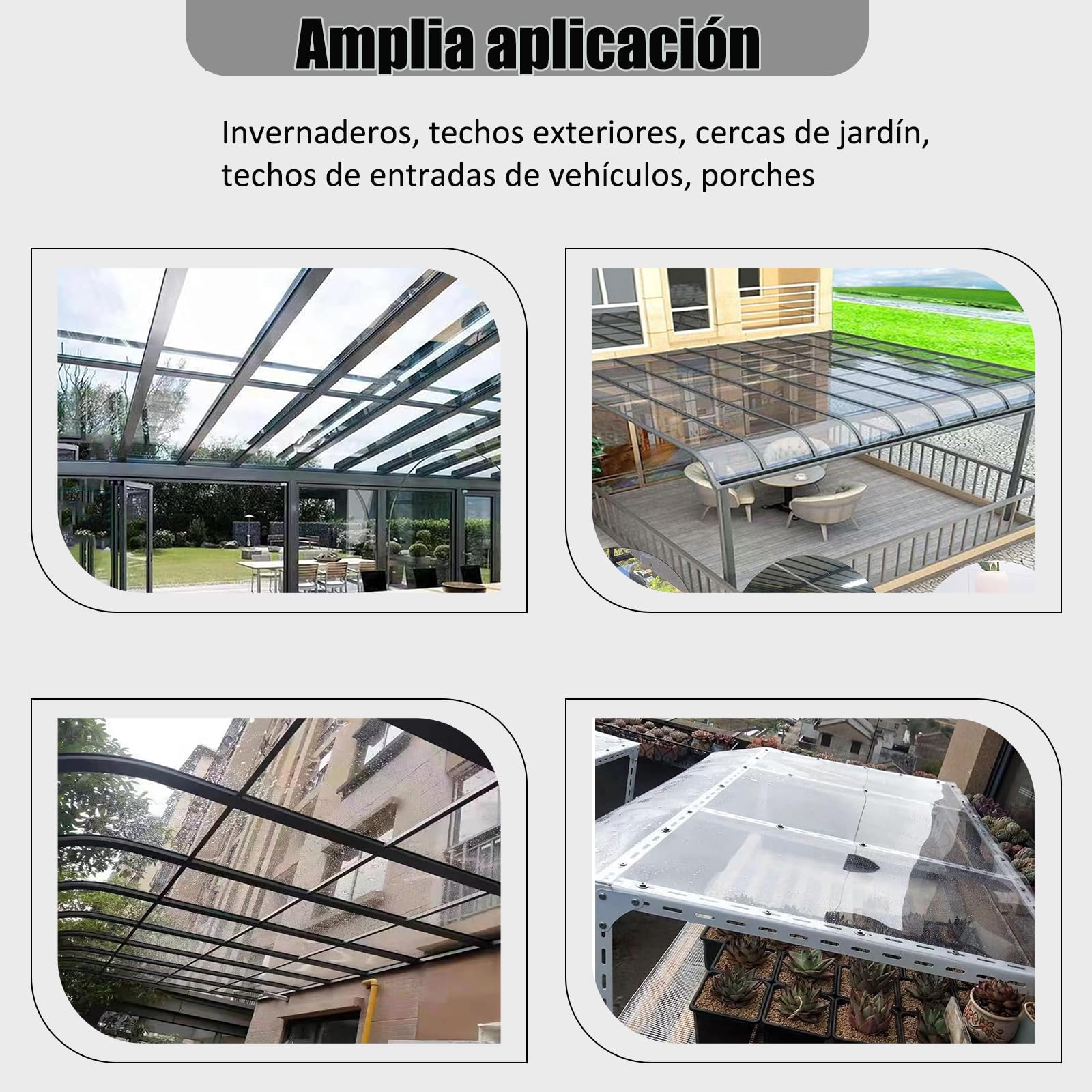 Placas de Policarbonato,Láminas de Plástico,1.0m*8m,Plancha metacrilato Transparente Impermeable,Doblar y Dar Forma Que el toldo de Techo de Vidrio Nic,for Techos, Cocheras, Solarios