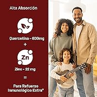 Vista 2 de Sandhu's - Cápsulas vegetarianas de zinc y quercetina, suplementos de zinc para el refuerzo inmunológico, antioxidante, sin gluten, soja ni lácteos