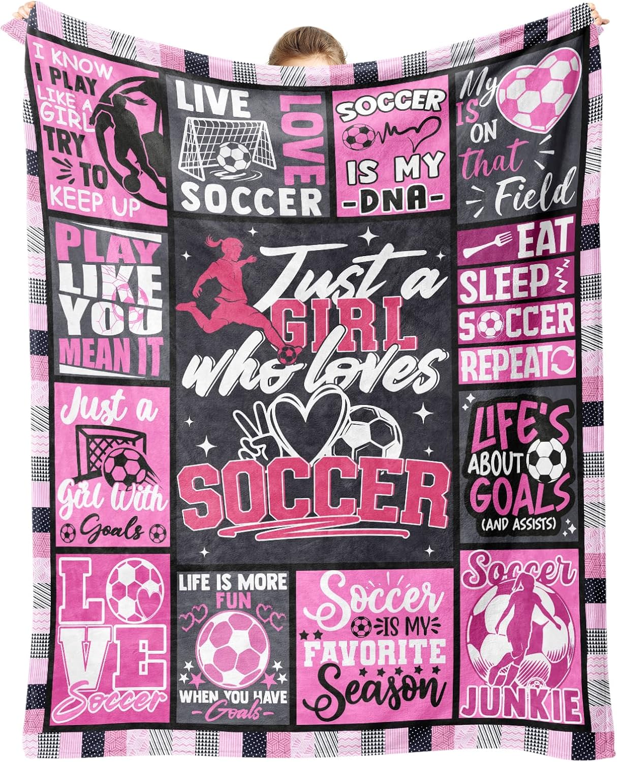 Soccer Gifts for Girls, Soccer Blanket for Girls, Soccers Stuff for Girl Soccers Gifts Accessories for Sports Team Lovers Players Throw Blanket 60"x50"