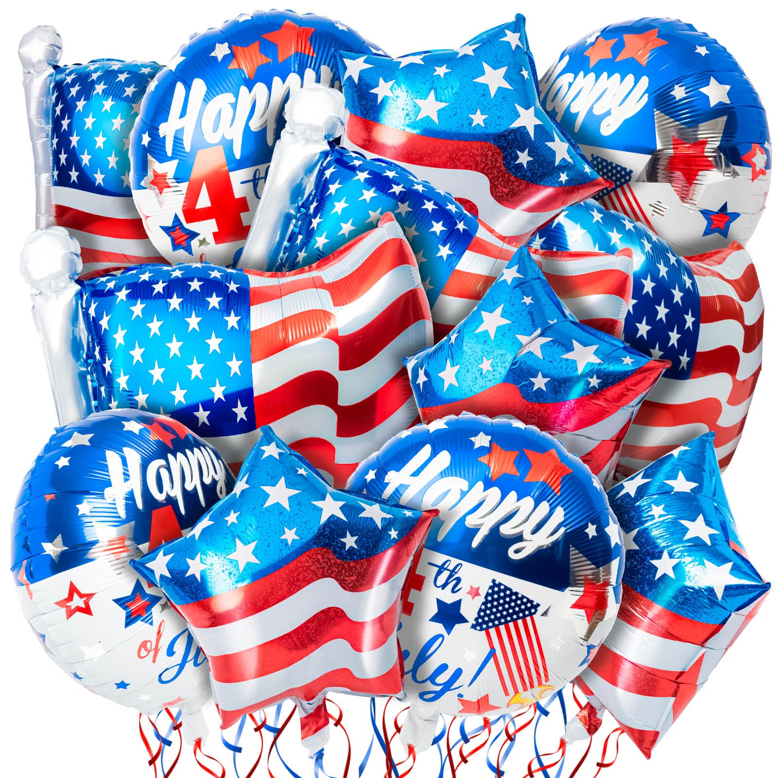12 Pcs Fourth of July Balloons, Star-Shape Independence Day Balloon American Flag Patriotic Party Balloon Red White Blue July Fourth Balloons, 4th of July Balloons for Party Decorations Supplies