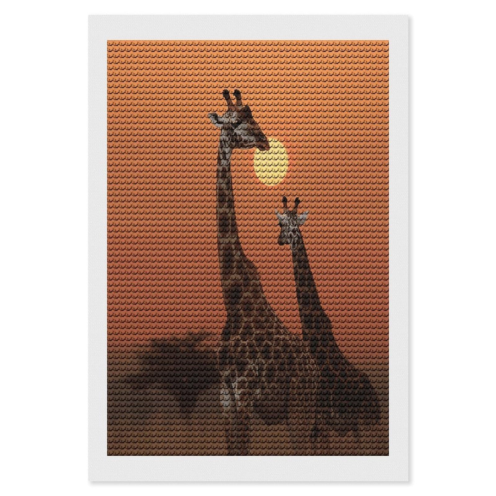 FekiLoot Giraffe at Sunset Diamond Art Kits for Adults Diamond Painting Kits for Beginners DIY Diamond Art Kits Round Full Drill Diamond Dot Gem Painting for Home Wall Decor Gift 8"x12"