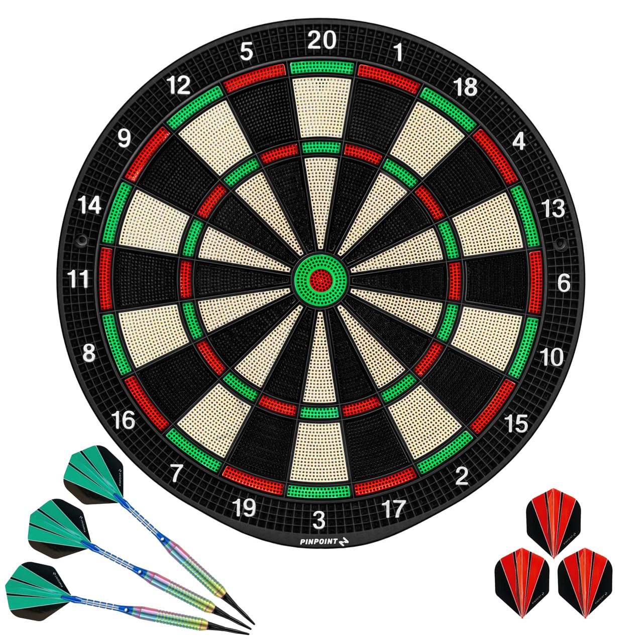 PINPOINT Soft Tip Dartboard | For Home Use with 6 Soft Tip Darts - Lightweight ABS Plastic Board - Optional Premium Soft Tip Darts (Premium Soft Tip Darts)
