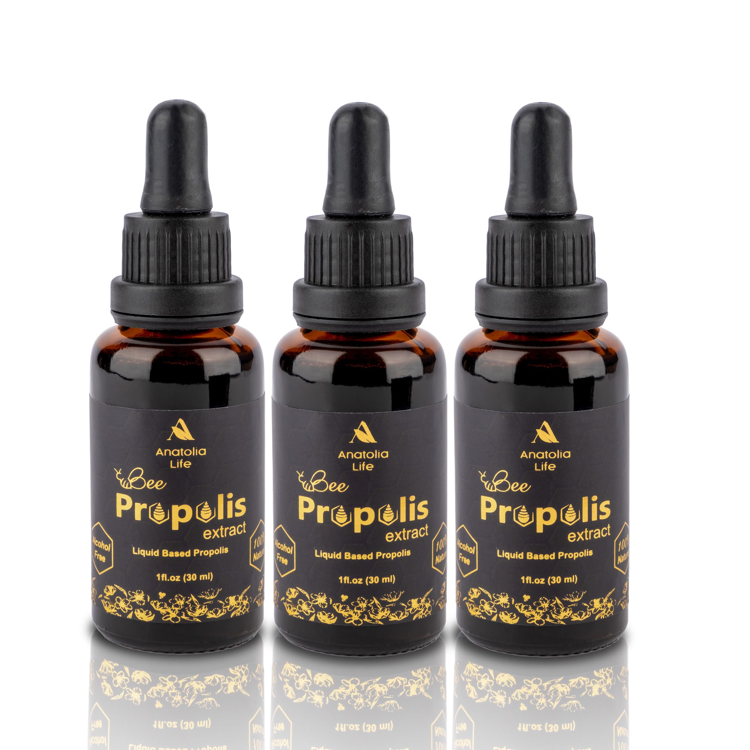 Natural Bee Propolis Extract, 30 mL, Advanced Liquid Tincture Immune System Booster and Seasonal Defense, Pure High Potency Herbal Supplement, Non-GMO (Propolis (3) Pack)…