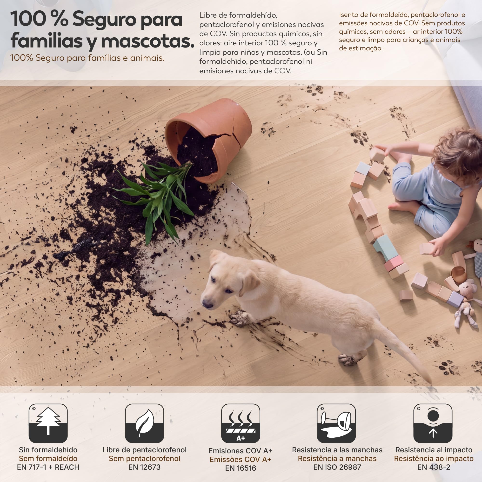 ORIGIN Pavimento SPC Roble Claro 6,5 mm, 2 packs 3,02 m²