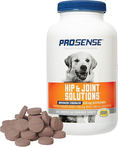 Miniatura 6 de Pro-Sense - Soluciones para cadera y articulaciones, 60 unidades, para perros, tabletas de glucosamina de fuerza avanzada (1 caja de 6 paquetes