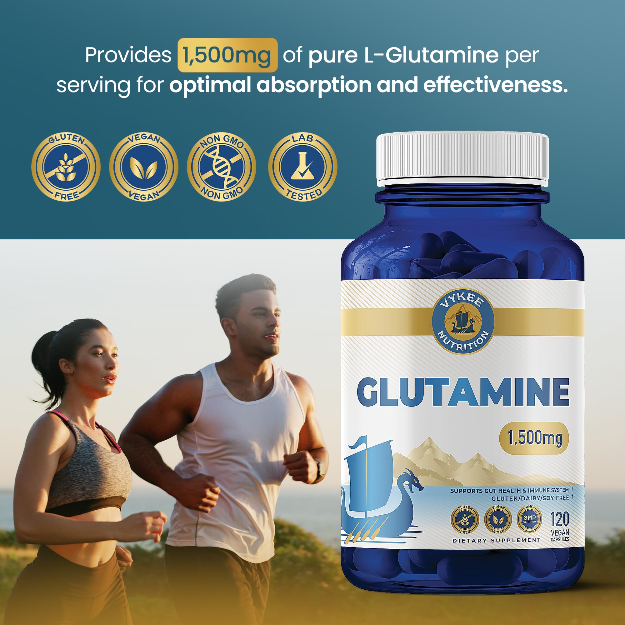 Vykee Nutrition L-Glutamine Capsules, 1500 mg — Amazon image 4