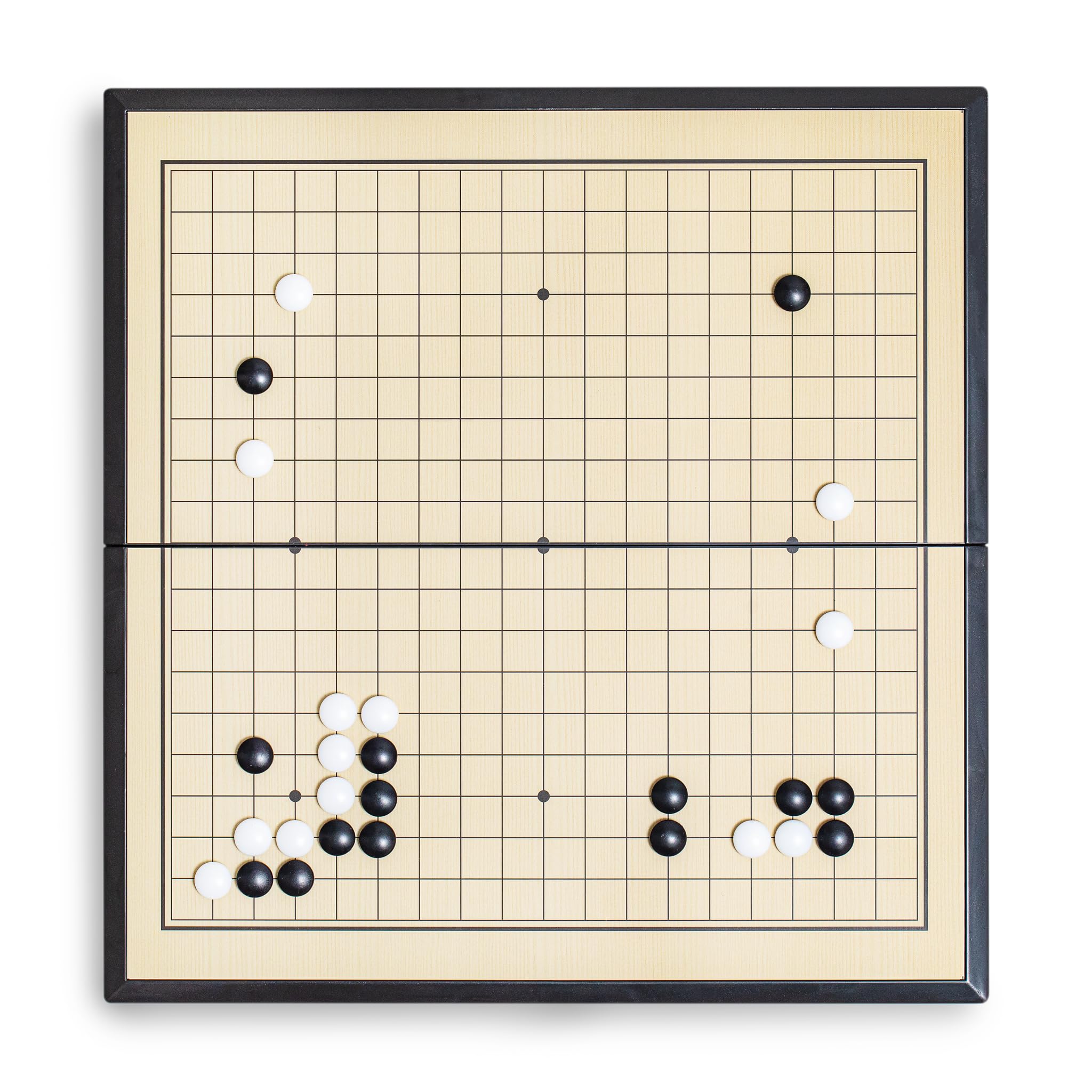 Black long Di fang Go Brettspiel, 27,9 cm (11 Zoll), faltbar, tragbar und für Reisen, (19 x 19 cm), strategisches magnetisches Brettspiel (Weiqi)