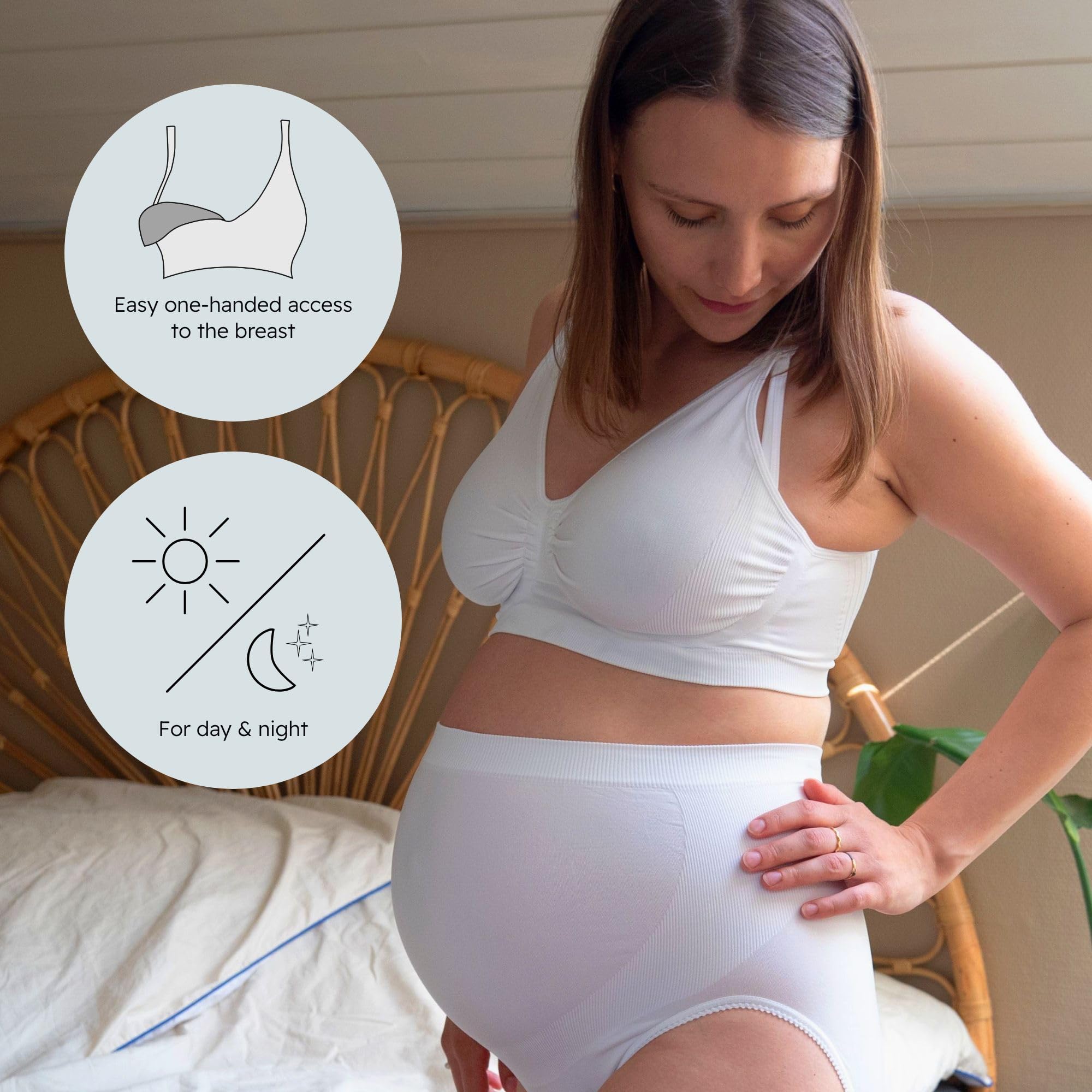 Carriwell Sujetador de Lactancia con Soporte en Gel sin Relleno | Sujetador de Maternidad y Embarazo, Suave, Trranspirable y sin Costuras | Aros de Gel Patentados | Confort, Sujeción y Estilo | S-XL