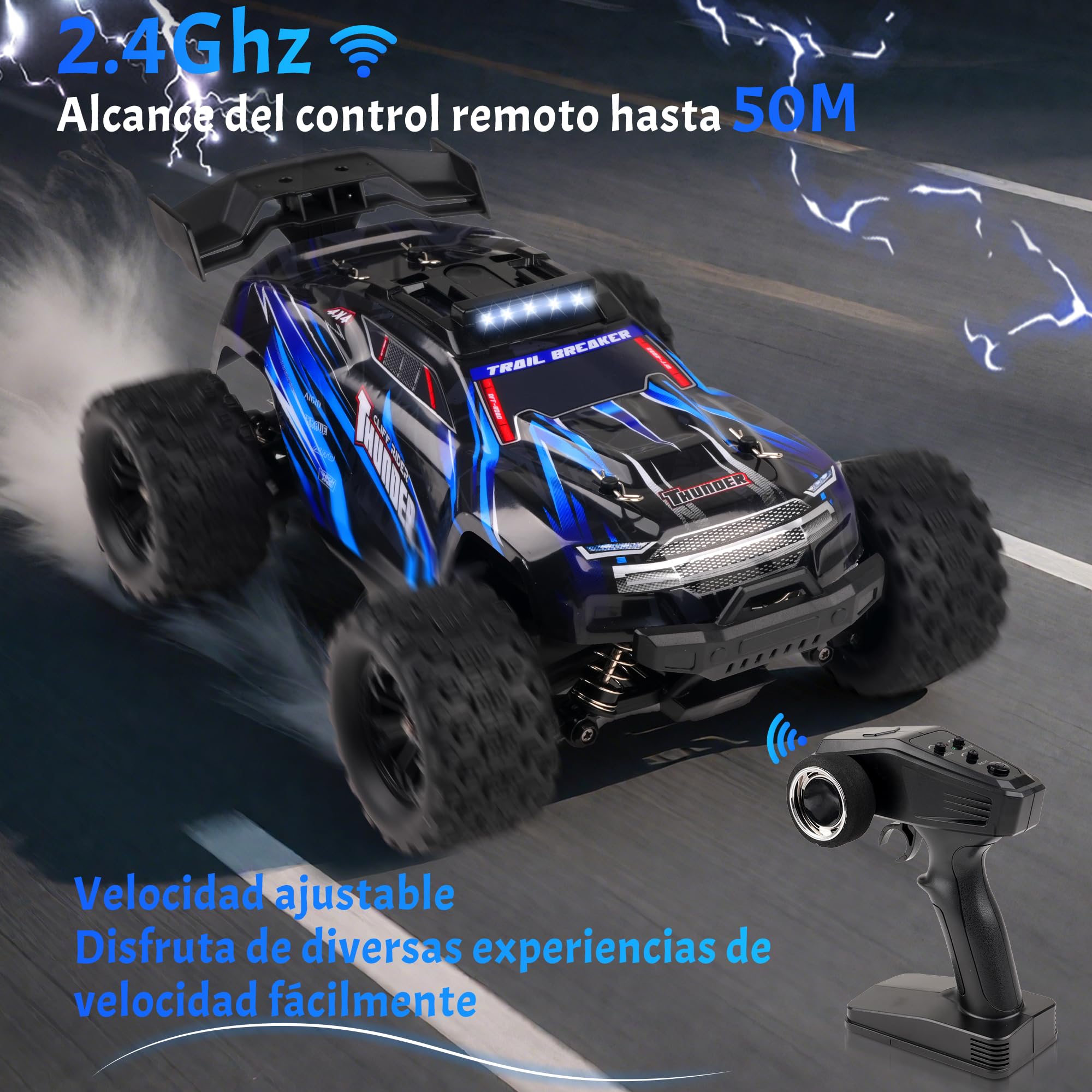 Bestuurbare Auto Accu JOYTREKY Op Afstand Bestuurde Auto 1:18 - 40 Km/u, 4WD, 2 Accu's | Terreinwagen Met 2,4 GHz, Voor Kinderen En Volwassenen Draadloze RC Auto 2.4GHz